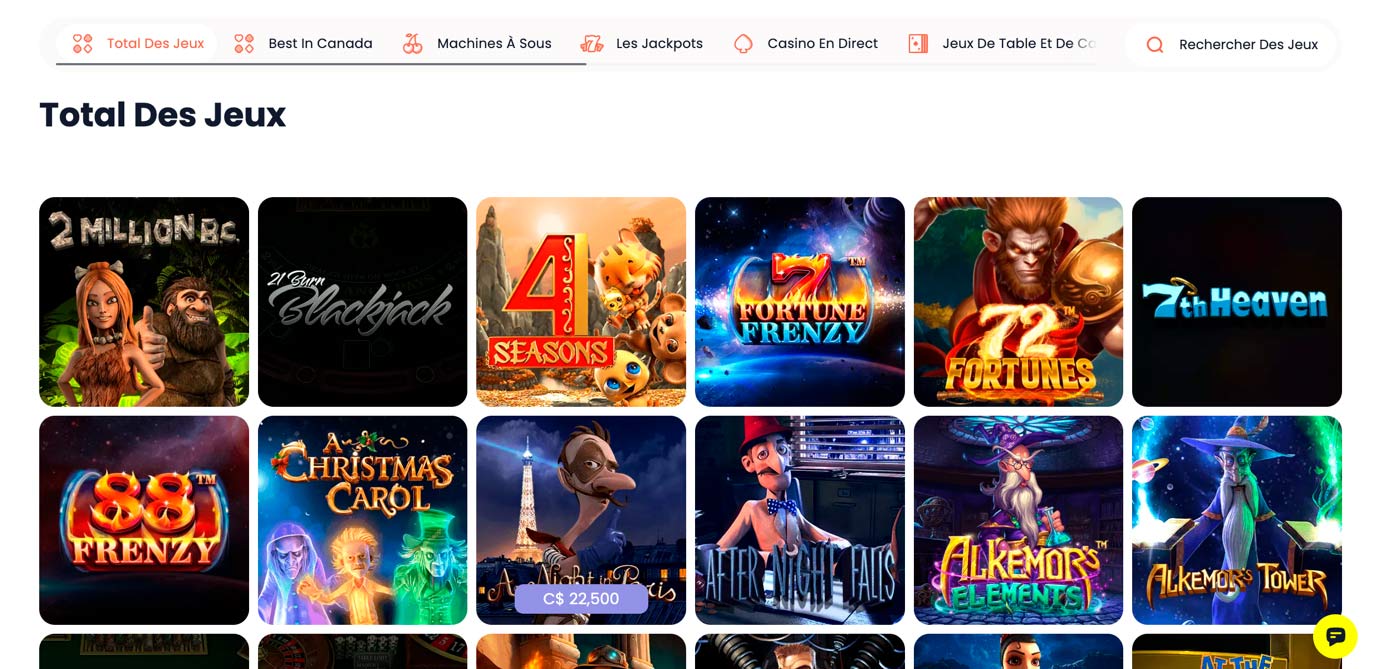 Total Des Jeux de Let's Go Casino