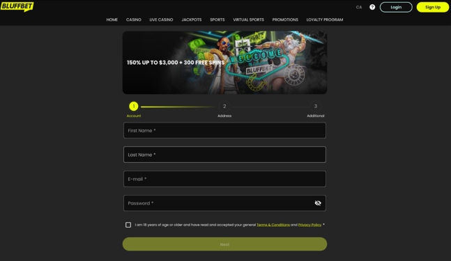 BluffBet Registration